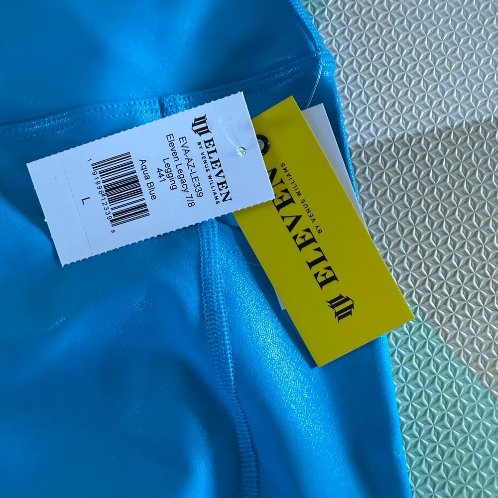 EleVen by Venus Williams Vibrant Blue Shiny Leggings Size L NWT - Picture 5 of 7
